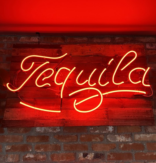 Tequila, light logo, red